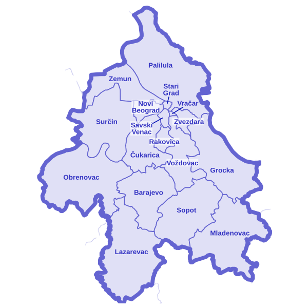 Mapa pokrivenosti servisa rashladnih uređaja Hlađenje Beograd